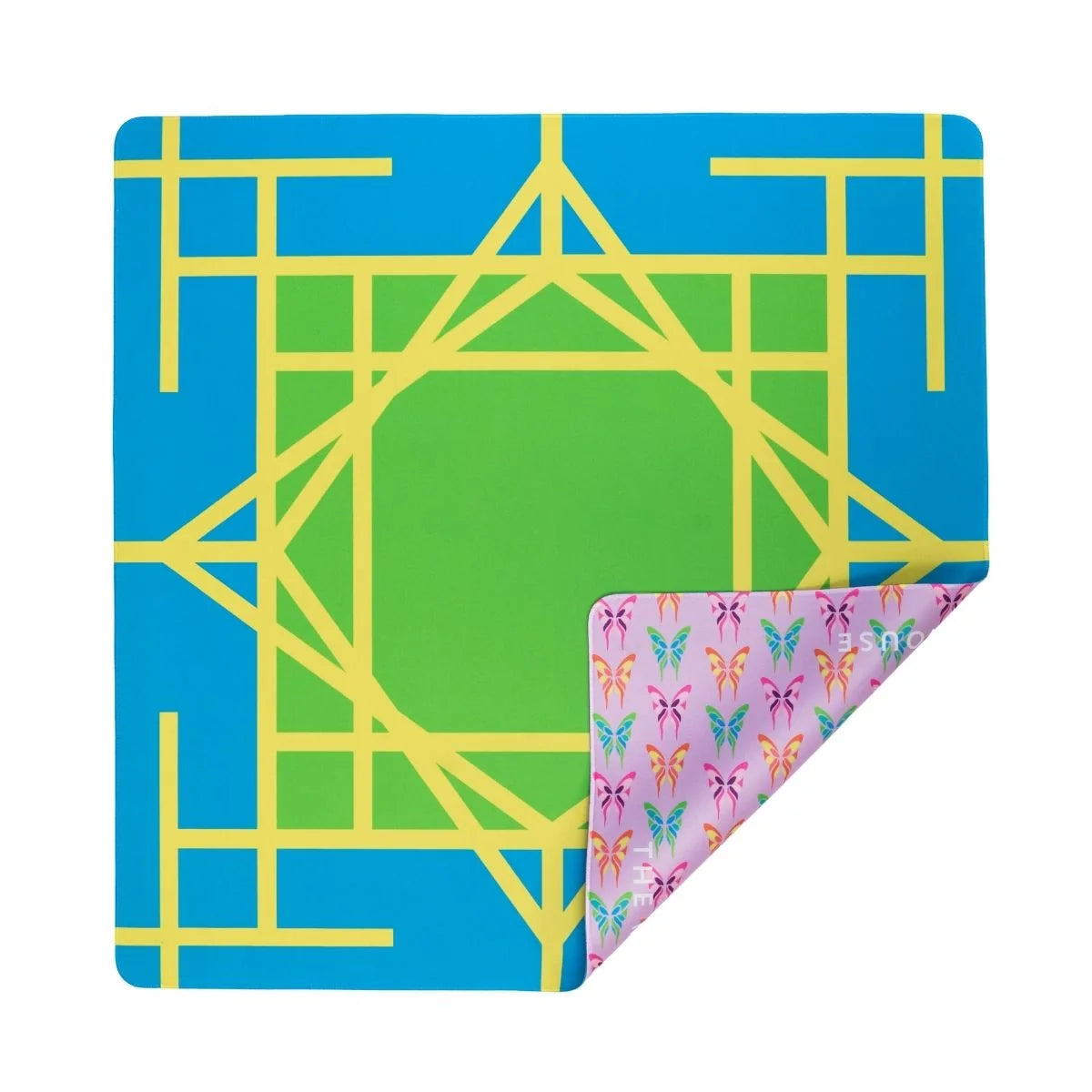 The Mahjong House Electric Blue Garden Double-Sided Mahjong Mat