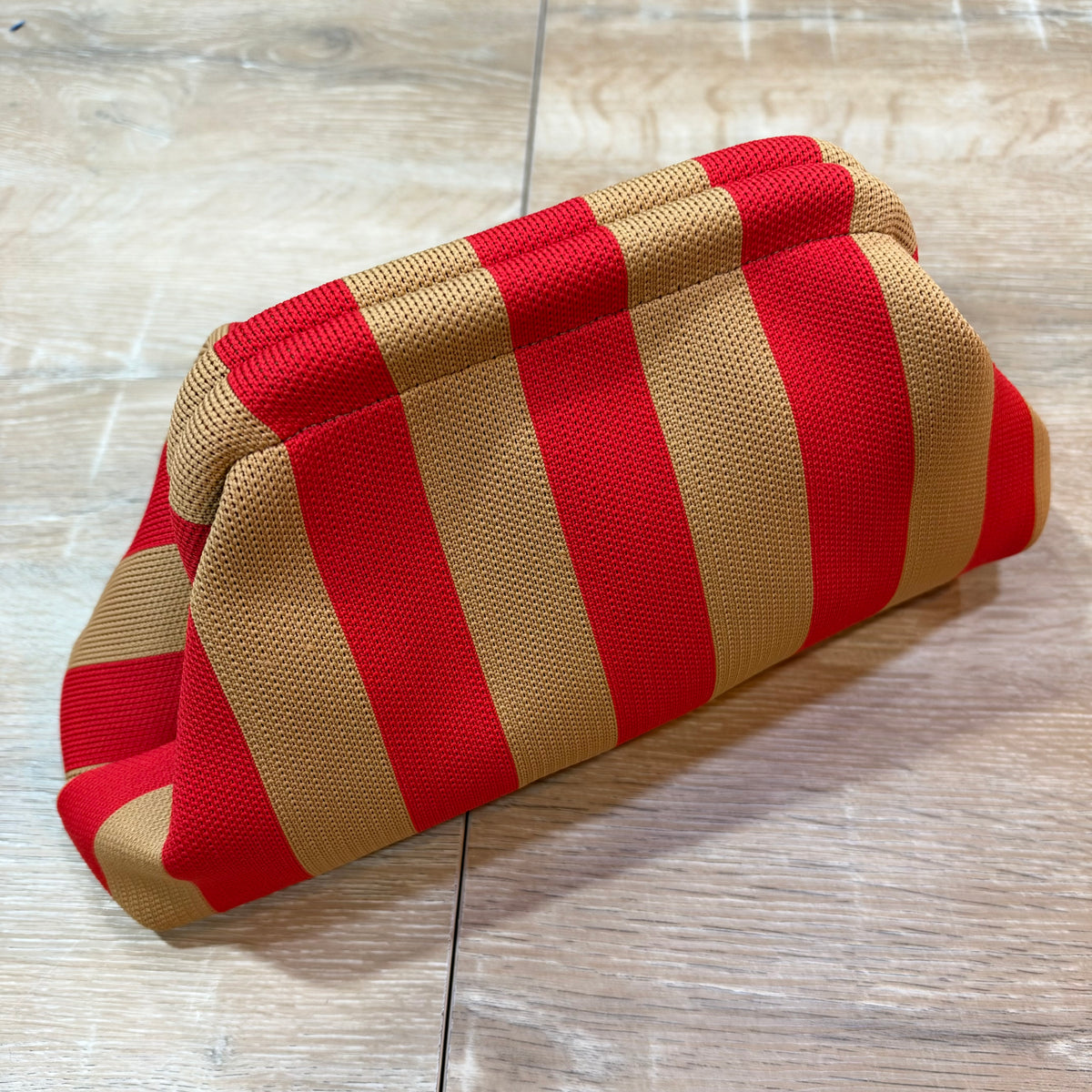 Beige & Red Striped Tile Bag