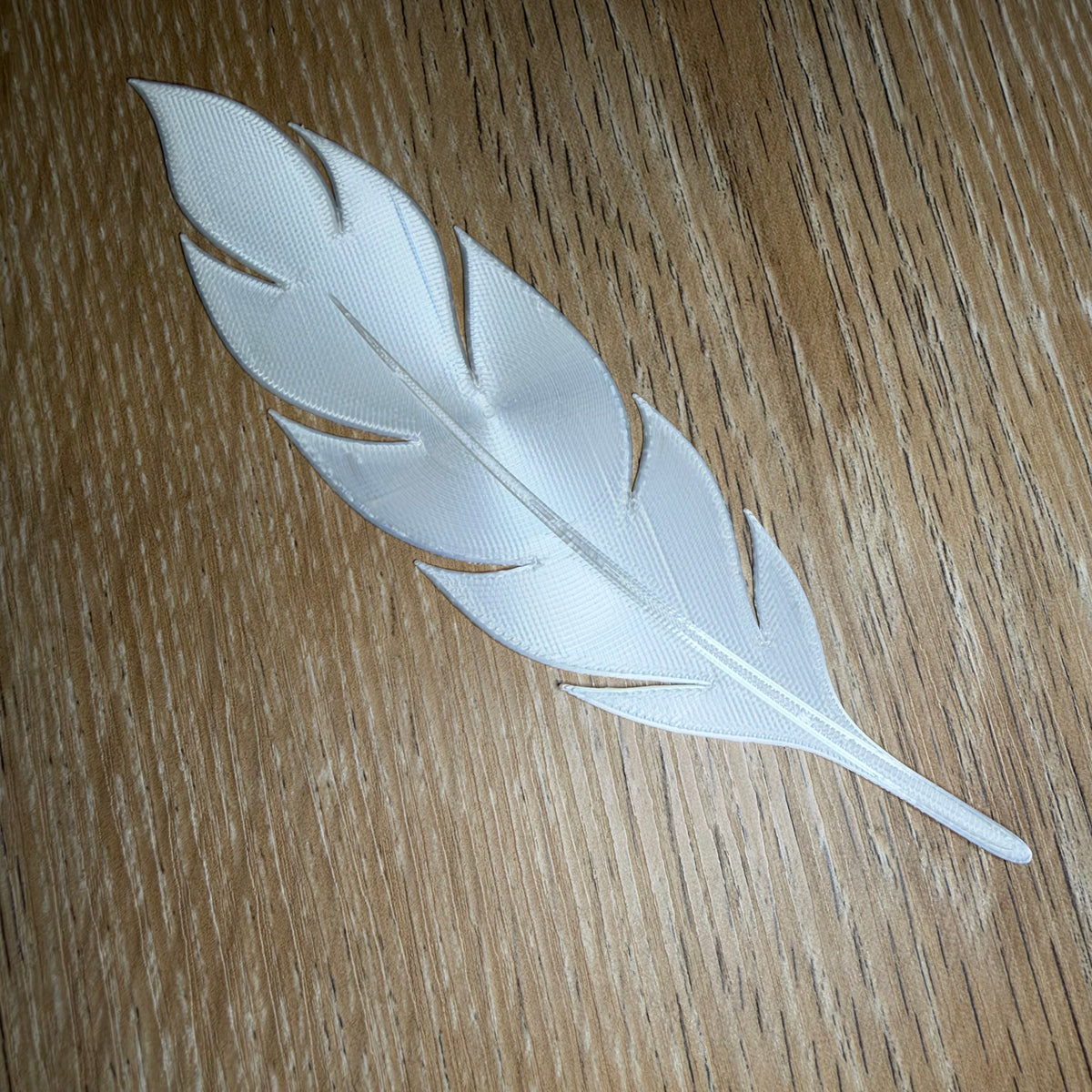 Feather Bookmark in White Silk