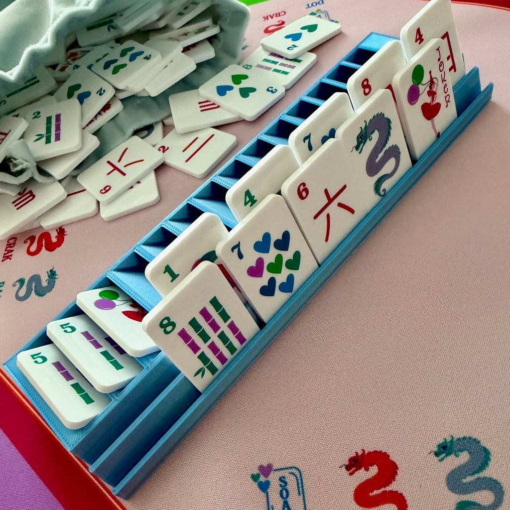 Slim Mahjong Tile Two Tier Rack with Exposure Slots