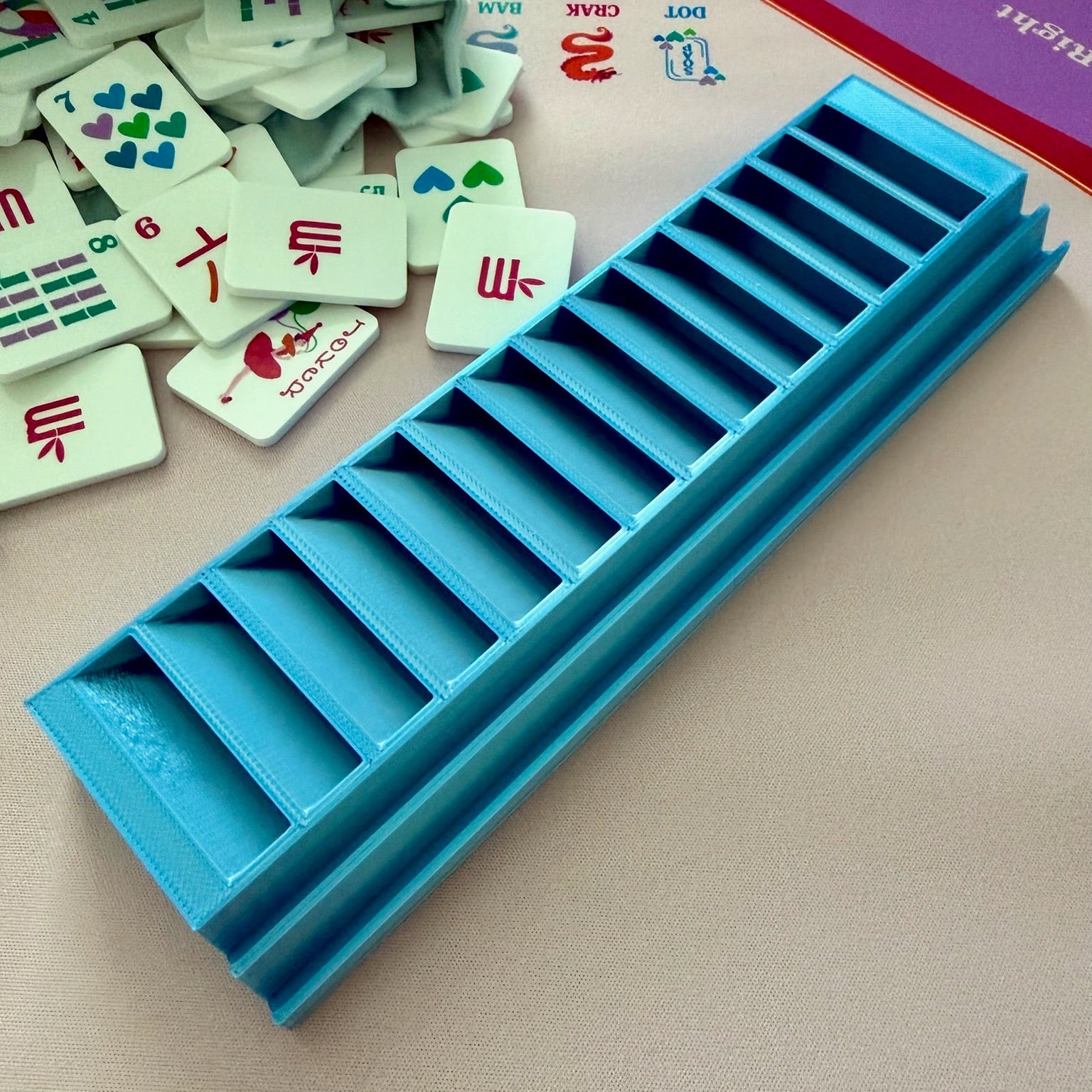 Slim Mahjong Tile Two Tier Rack with Exposure Slots