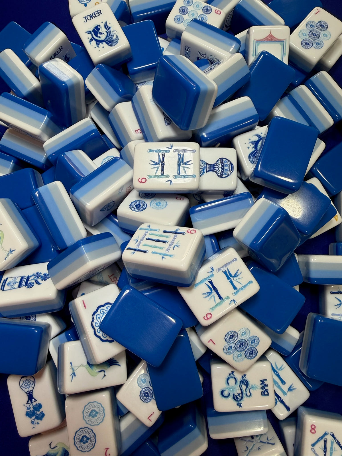 Blue Chinoiserie Mahjong Tiles