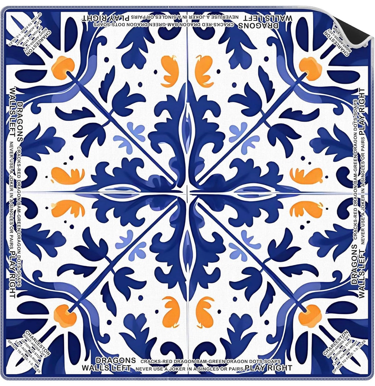Amazon Mediterranean Blue & Orange Mahjong Mat