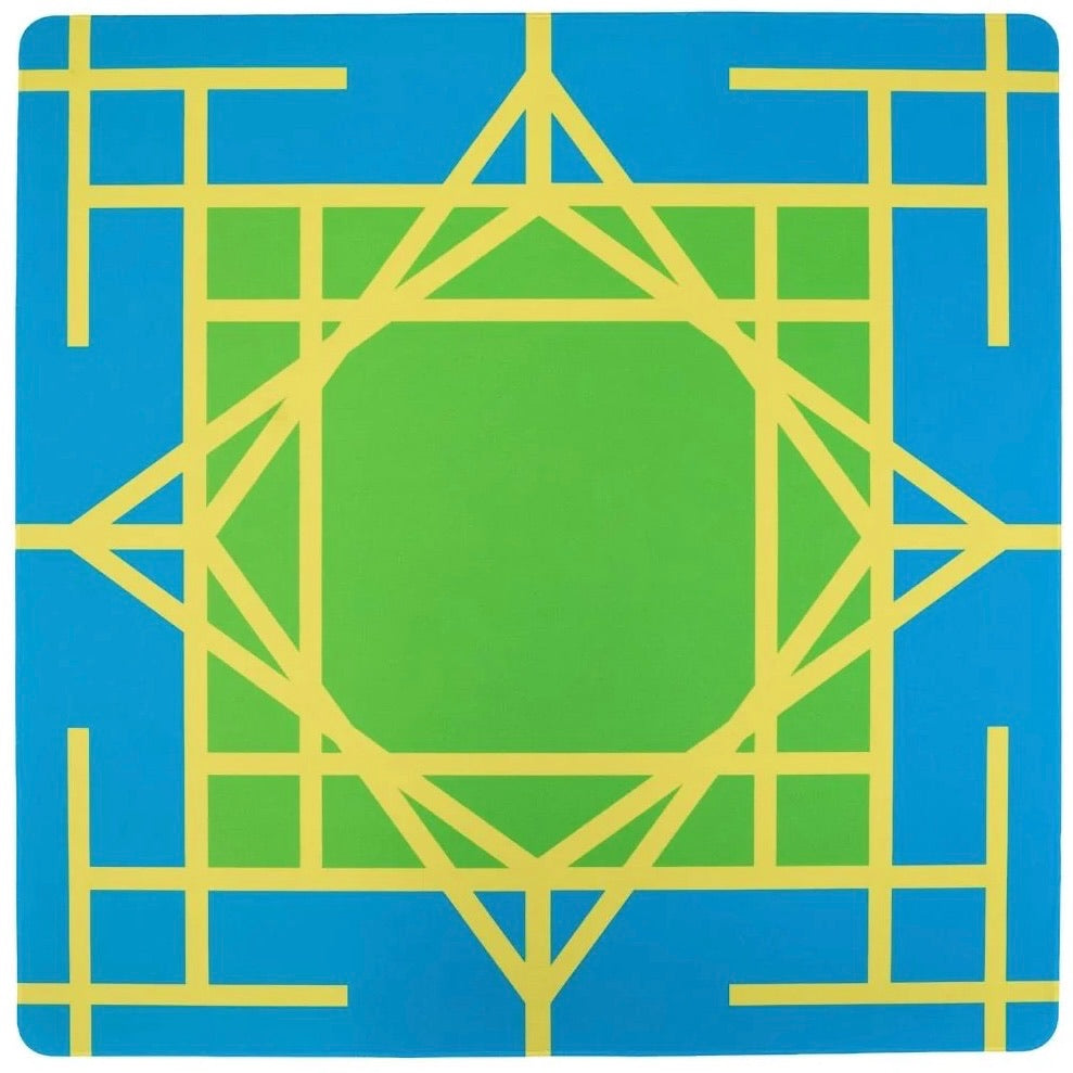 The Mahjong House Electric Blue Garden Double-Sided Mahjong Mat